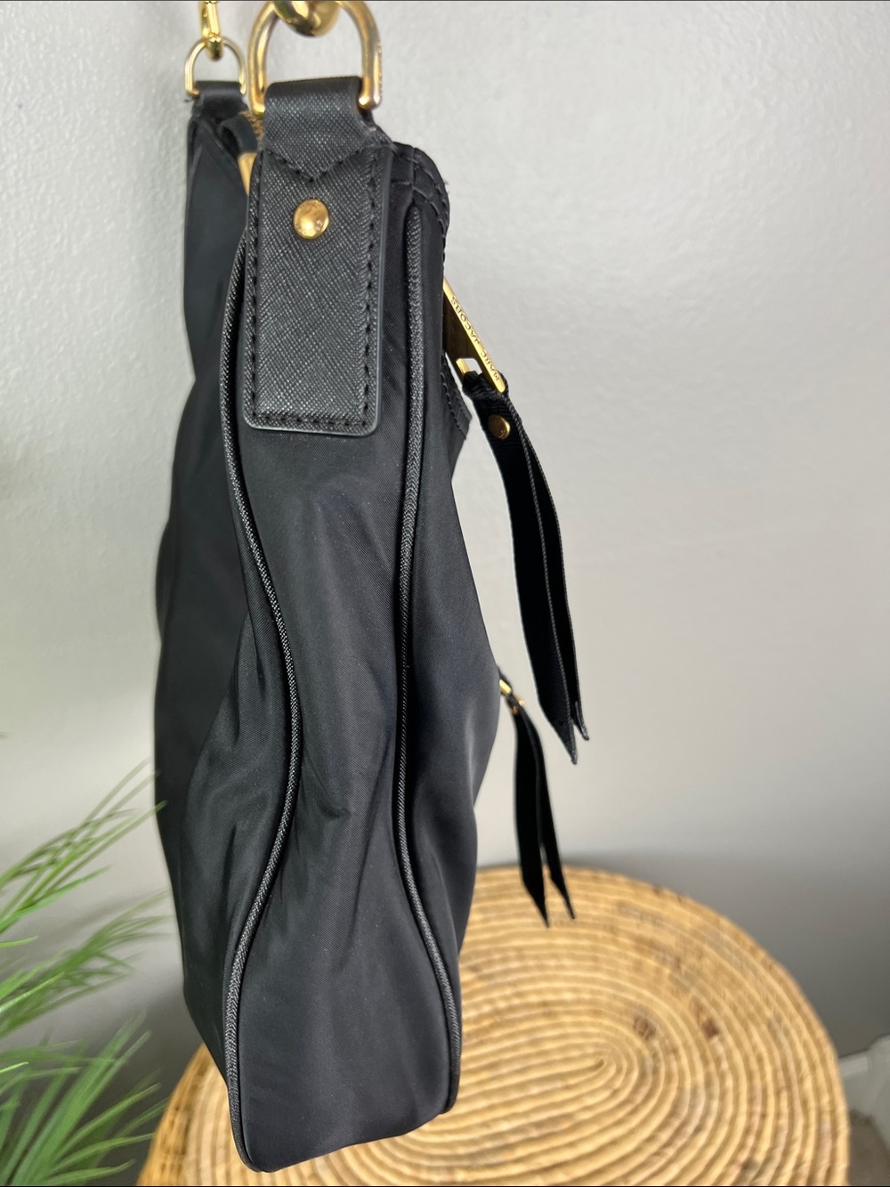 Marc Jacobs Black Nylon Hobo Shoulder Bag with Gold Tone Hardware - Picture 11 of 16